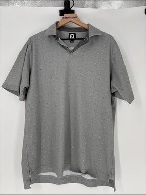 Footjoy FJ medium golf polo shirt gray pink specs